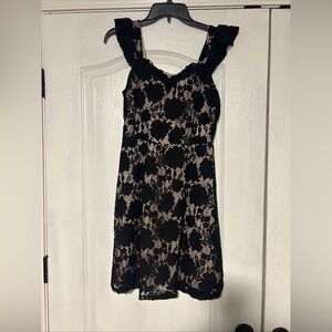 Monteau Black and Cream Floral Lace Dress